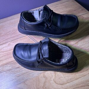 Hey Dude Men's Black Leather Loafers